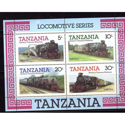 tanzanie bloc yt 41 locomotives et trains neuf sans charnière