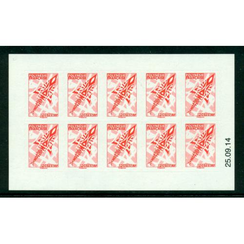 Carnet de 10 timbres neuf** adhésifs rouge de Polynésie Française