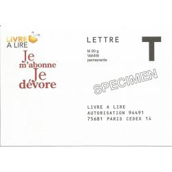 Plaquette Marketing Direct LA POSTE  LIVRE A LIRE  avec 3 surchargés SPECIMEN