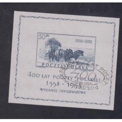 POLOGNE BLOC YT N° 22 OBLITERE - ANNIVERSAIRE CREATION DES POSTES POLONAISES