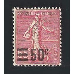 1927-FRANCE (réf 224°° surcharge 50c sur 65c) Semeuse lignée