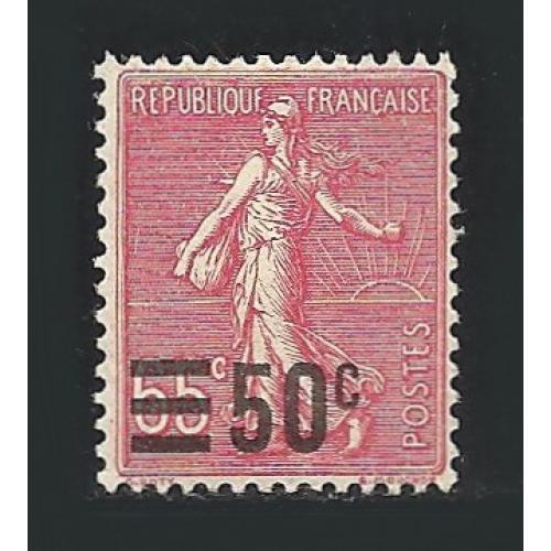 1927-FRANCE (réf 224°° surcharge 50c sur 65c) Semeuse lignée