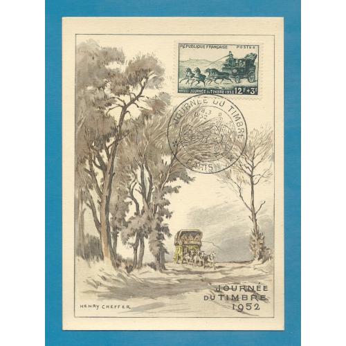 1952 - FRANCE (réf 919 Malle poste )- journée du timbre