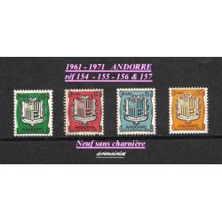 1961-71 - ANDORRE   (réf 154-155-156-157)  ARMOIRIES -