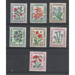 1964 - 71 -ANDORRE - T.TAXES  série compléte (réf 46 Centaure jacée-47 Gentiane -48 Coquelicot - 49 Pervenche -50 Myosotis - 51 Ancolie - 52 Trèfle)