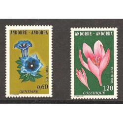 1975 - ANDORRE    FLEURS D'ANDORRE  (réf 245 GENTIANE & 247 COLCHIQUE)   -
