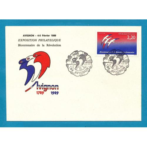 1989   FRANCE  (réf 2560 logo de J-M. FOLON)  BICENTENAIRE DE LA REVOLUTION - Expo philatélique d' AVIGNON- 84