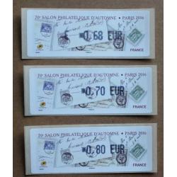 Lis2016-48 : 70è Salon Philatélique d'Automne - Paris 2016 (les 140 ans du type Sage)  E 0.68,  0.70,   0.80