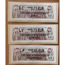 Lis2017-16 : Centenaire de l'entrée en guerre des Etats-Unis  EC 0.71,  LV 0.73,  LP 0.85 Complément affranchissement