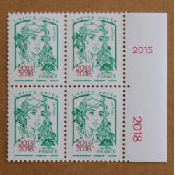 T4-E12 : Marianne Lettre verte surchargée 2013-2018 avec marge