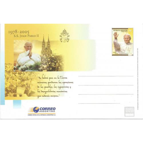 Entier Postal Argentine Pape JEAN PAUL II - 1978/2005 75c Neuf