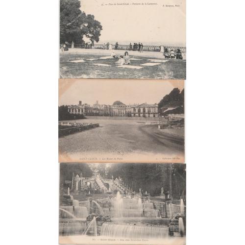 Lot de 3 cartes postales anciennes N & B circulées de Saint-Cloud