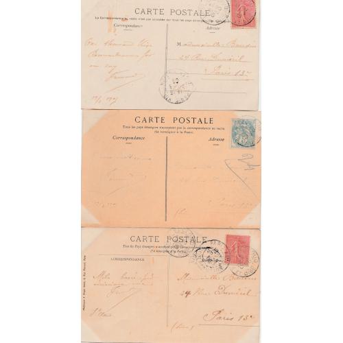 Lot de 3 cartes postales anciennes N & B circulées de Saint-Cloud