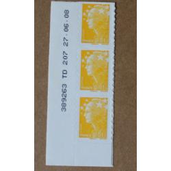 A1-K5 : Marianne de Beaujard autoadhésif  -  Bord de feuille daté 27 . 06 . 08