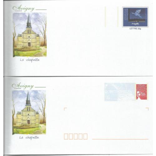 Lot de 2 Prêt à Poster PAP  AVIGNY YONNE - La Chapelle  Neufs (Rep. Luquet et Magritte)