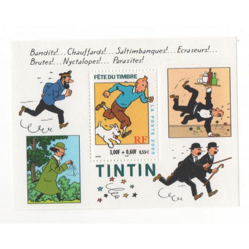 Bloc feuillet. Fête du Timbre 2000. Tintin **. YT BF28
