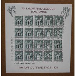 Bac-03 :  70è Salon Philatélique d'Automne  - 140 ans du type Sage 1876
