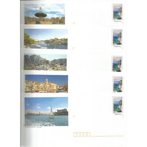 Lot de 5 Prêt à Poster PAP  BOUCHES DU RHONE Marseille Aureille Martigues Aix Cassis  Neufs (Rep. TP Calanques Cassis)