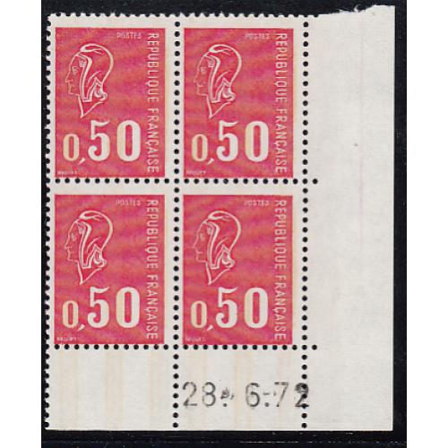 Marianne de Béquet 0.50 rouge 3 bandes de phosphore 1971 N° 1664c