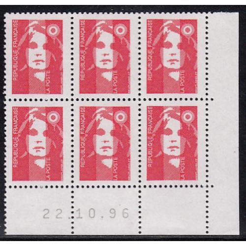 Marianne du Bicentenaire N° 2806 sans val. rouge 1993   2 bandes de phosphore