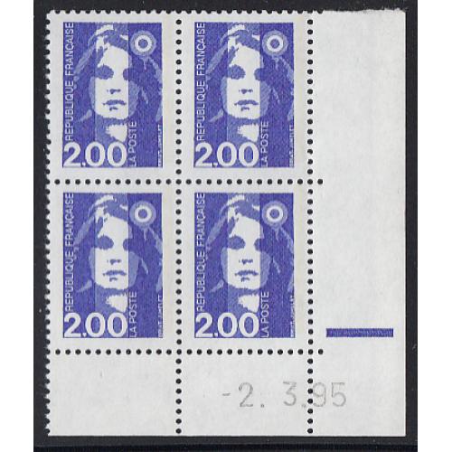 Marianne du Bicentenaire 2.00 bleu 1994   1 bande de phosphore  N°2906