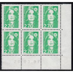 Marianne du Bicentenaire 2.70 vert 1996   1 bande de phosphore  N° 3005