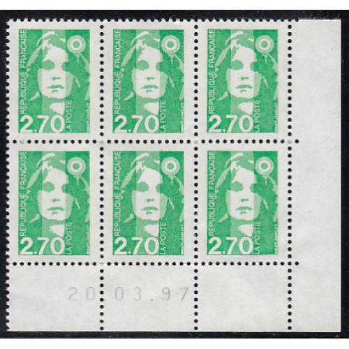 Marianne du Bicentenaire 2.70 vert 1996   1 bande de phosphore  N° 3005
