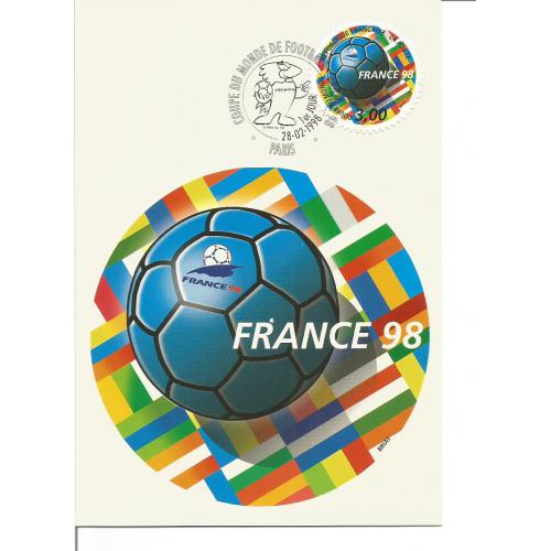 Carte Postale Entier Postal  Footix - Coupe du Monde de Football FRANCE 98 Rep. Timbre Rond et Cachet 1er Jour 
