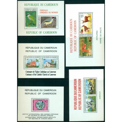 5 Blocs feuillets de timbres neufs du Cameroun