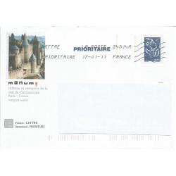 Prêt à Poster PAP  MONUM - Remparts de la Cité de Carcassonne  Oblitéré (Rep. Lamouche Bleu)