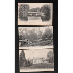 Lot de CPA N & B sur Chantilly et son château