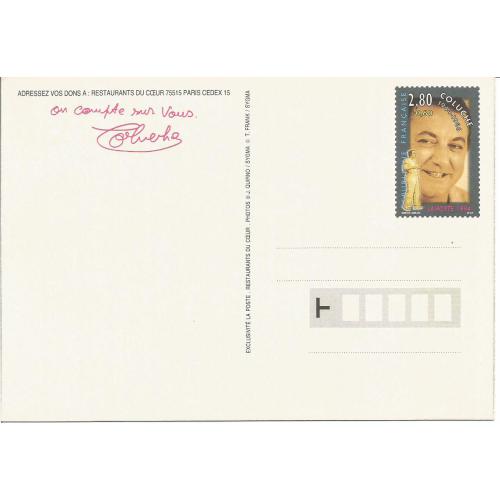 Carte Postale Entier Postal  Les Restos du Coeur (Rep. TP Coluche)