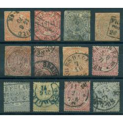 12 timbres de la Confédération de l'Allemagne du Nord