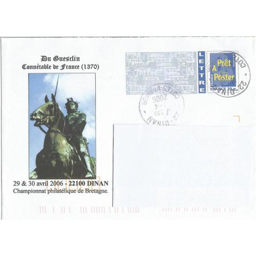 Prêt à Poster - PAP - DINAN - DU GUESCLIN - Championnat Philatélique de Bretagne 2006  Oblitéré (Rep. Logo Bleu)