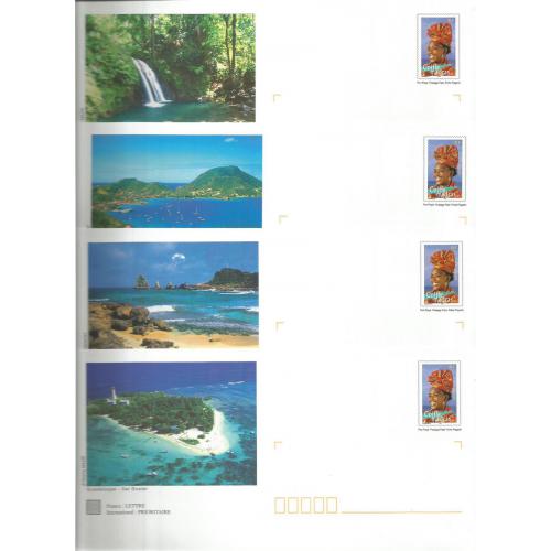 Lot de 4 Prêt à Poster PAP  Couleurs de la GUADELOUPE  Neufs (Rep. TP Coiffe Madras)