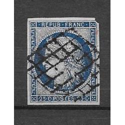 France classique oblitéré Répub. Franc. 25c. 1850