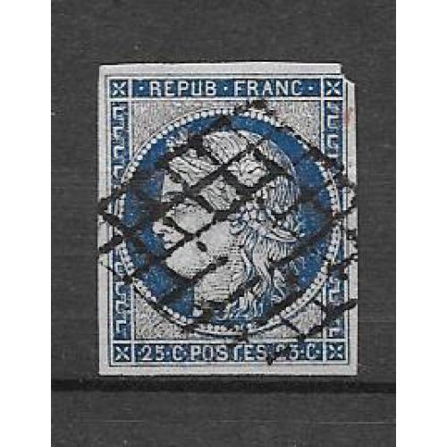 France classique oblitéré Répub. Franc. 25c. 1850