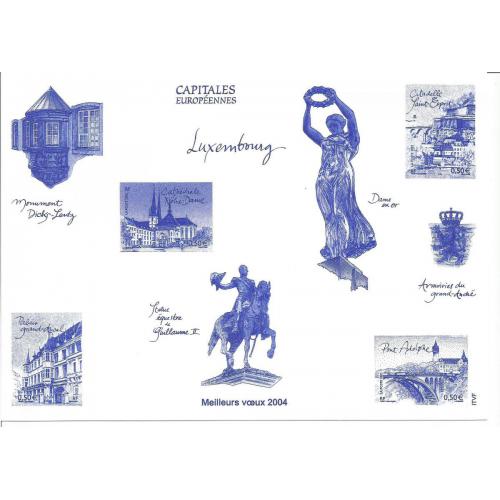Gravure  CAPITALES EUROPEENNES - LUXEMBOURG  Meilleurs Voeux 2004 (Offerte par La Poste)