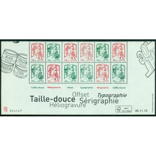 Planche de 12 timbres neufs** Marianne et la jeunesse