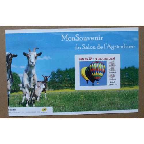SA15-02 : Salon de l'Agriculture 2015 / Montgolfière / Fête du Têt - Année de la Chèvre de Bois . Autoadhésifs
