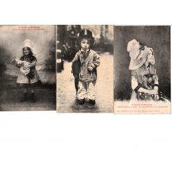 Enfants en Costumes normands traditionnels lot de 3 cartes N & B