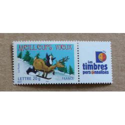 P1-L10 : Meilleurs Voeux 2005 avec vignette Les timbres personnalisés