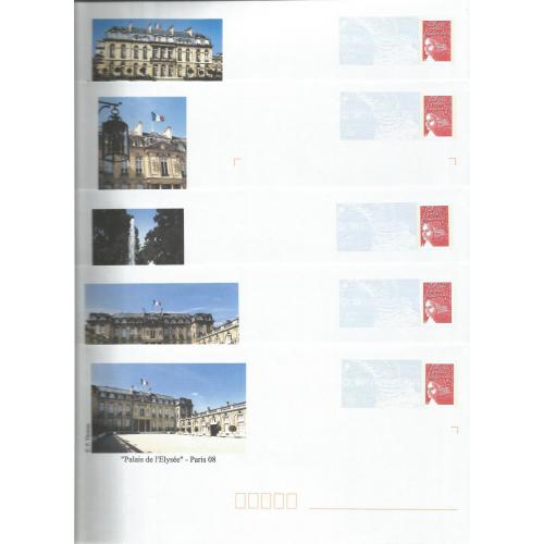 Lot de 5 Prêt à Poster PAP  PARIS 8ème LE PALAIS DE L'ELYSEE  Neufs (Rep. Luquet)