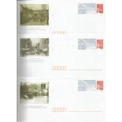 Lot de 3 Prêt à Poster PAP  PARIS XVème Reproduction CPA Crues de 1910, Metro etc  Neufs (Rep. Luquet)