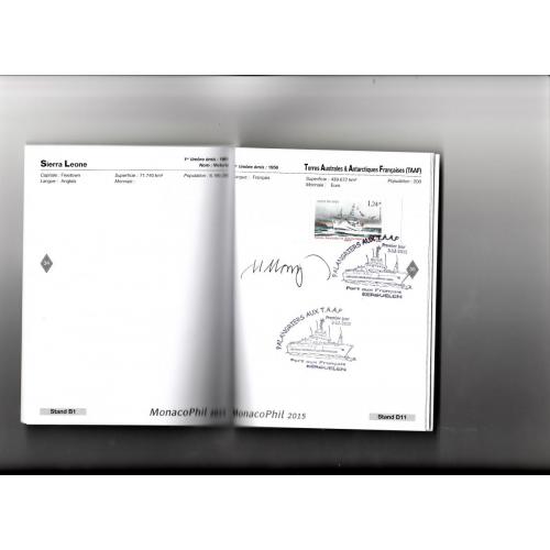 Passeport Monacophil 2015, 2 pages remplies: dont TAAF avec signature graveur