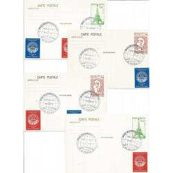 Lot de 4 Cartes Entiers Postaux  PHILEXFRANCE 82 Aérophilatélie - Tour Eiffel et Marianne de Cocteau 