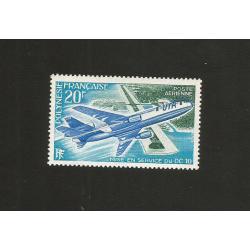 POLYNESIE 1973 - Yvert PA 74 - MISE EN SERVICE DU DC 10 - Avion Aviation 20 FCFP Neuf**