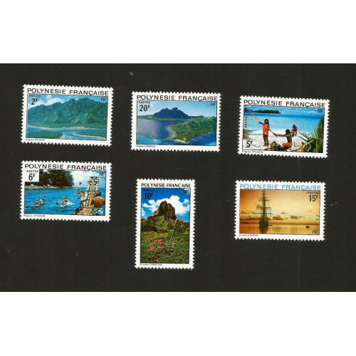 POLYNESIE 1974 - Yvert 97 à 102 -  Paysages 2, 5, 6, 10, 15, 20 FCFP  6 Valeurs Neufs**