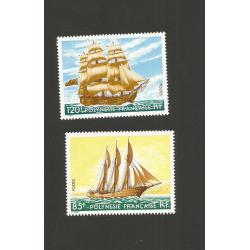POLYNESIE 1977 - Poste n° 117 et 118  Voiliers  Neufs**