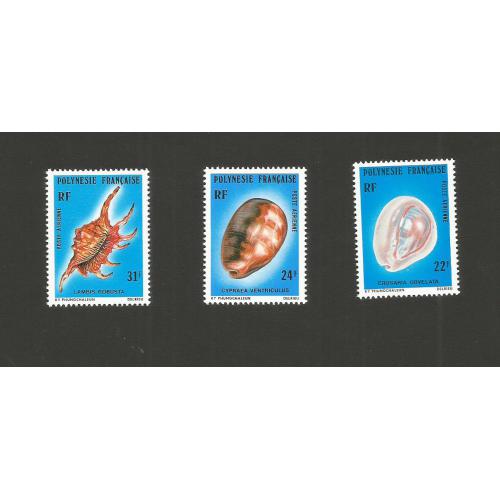 POLYNESIE 1978 - Yvert PA n°132/134  Coquillages - Erosaria, Cypraea et Lambis 22, 24 et 31 FCFP  Neufs**